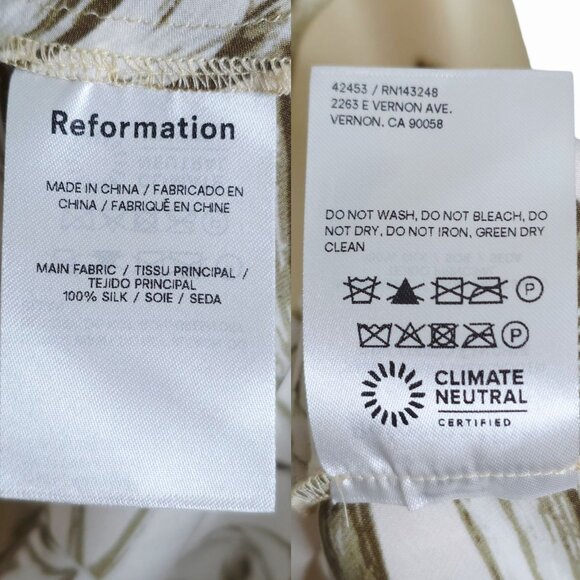 Reformation Overland Top & Layla Skirt Umber Floral Cream Silk 2pc Set Size 0/2 - Picture 11 of 15